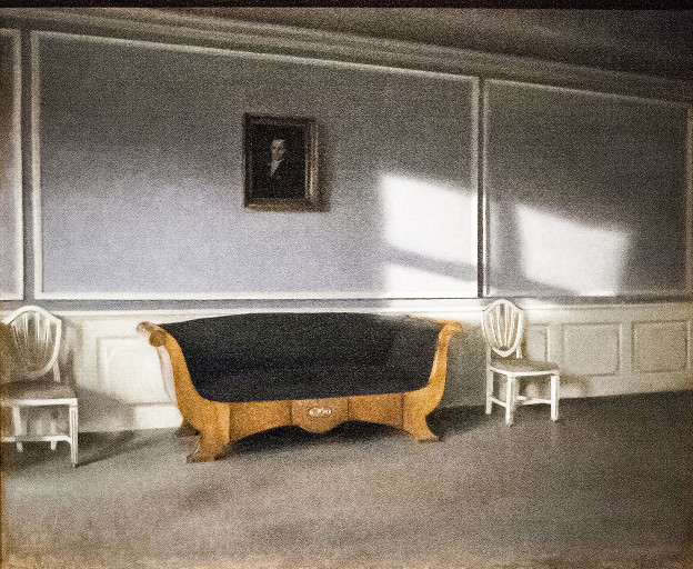 Painting 'Sunshine in the Drawingroom III' by Vilhelm Hammershøi, 1905