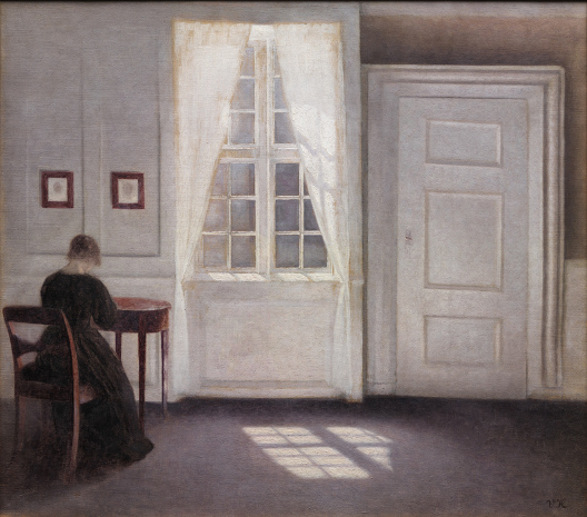 Painting 'Interior in Strandgade, Sunlight on the Floor' by Vilhelm Hammershøi, 1901