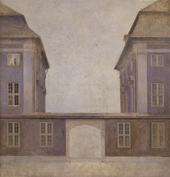 Painting 'The Buildings of the Asiatic Company, seen from St. Annæ Street, Copenhagen' by Vilhelm Hammershøi, 1902