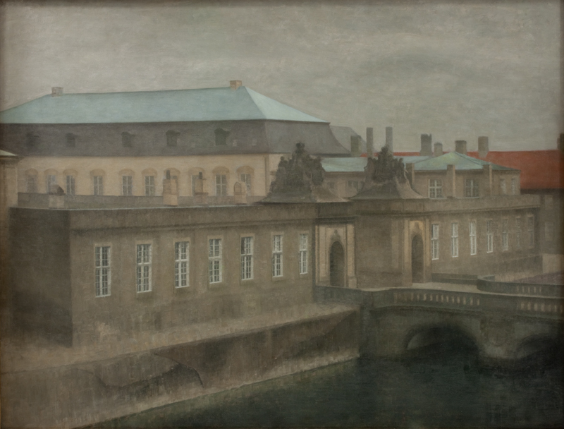 Painting 'View of Christiansborg Palace. Late Autumn' by Vilhelm Hammershøi, 1890
