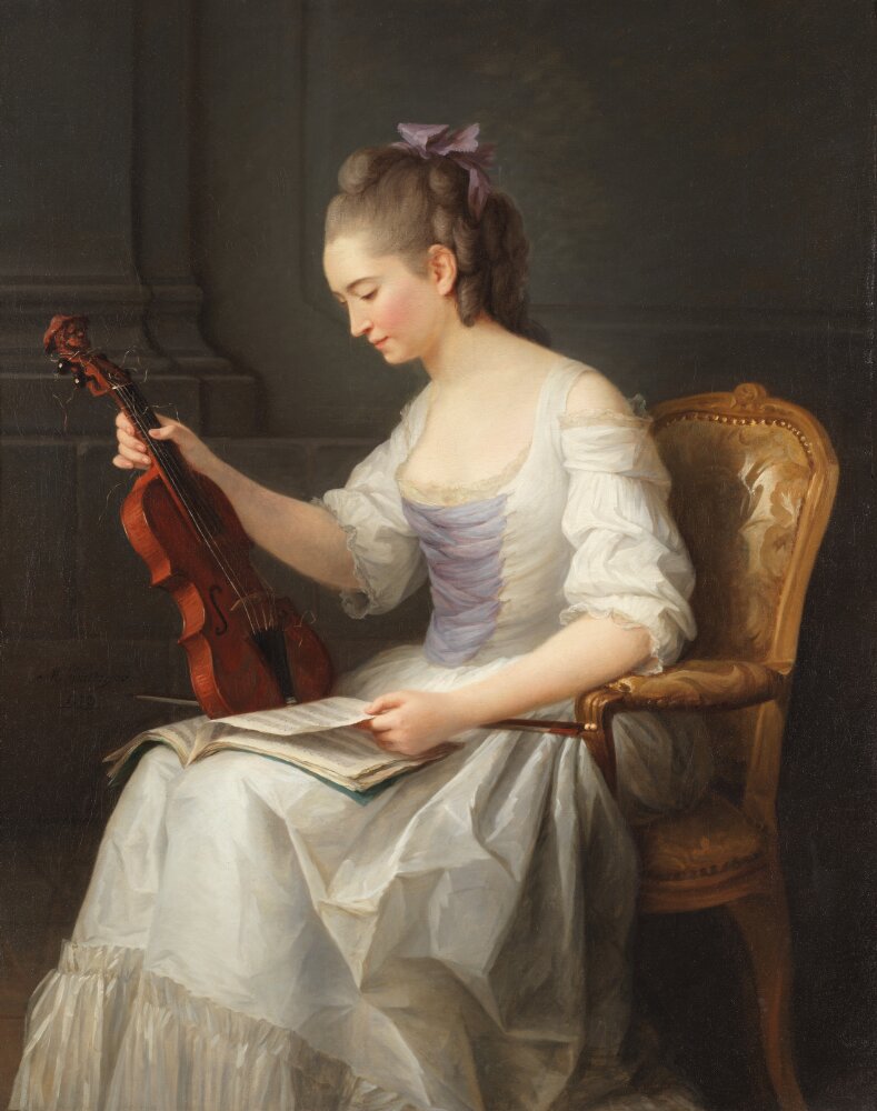 Painting 'Portrait of a violinist' by Anne Vallayer-Coster, 1773