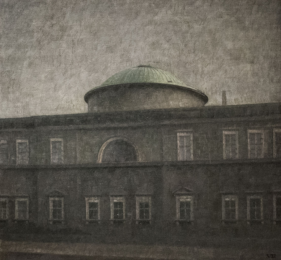 Painting 'The Royal Palace Church in Copenhagen' by Vilhelm Hammershøi, 1910